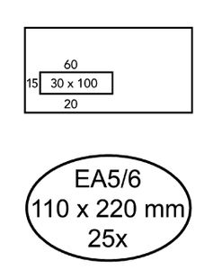 Envelop Quantore 110x220mm venster 3x10cm links zelfkl 25st