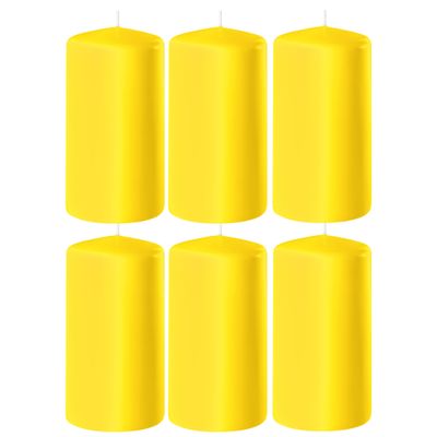 8x Gele cilinderkaarsen/stompkaarsen 6 x 8 cm 27 branduren