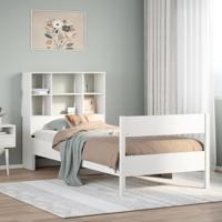 Bed met boekenkast zonder matras grenenhout wit 90x190 cm