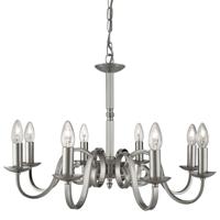 Searchlight Landelijke kroonluchter Richmond 8-lichts 65cm mat zilver 1508-8SS