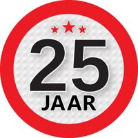 25 jaar leeftijd sticker - rond - Dia 9 cm - 25 jaar verjaardag - jubileum - leeftijd versiering