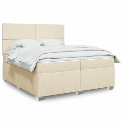 Boxspring met matras stof crèmekleurig 200x200 cm