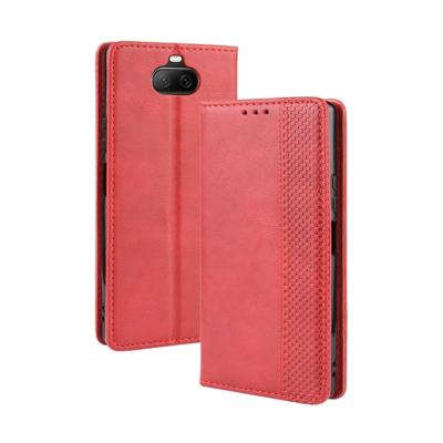 Voor Sony Xperia 8 magnetische gesp retro Crazy Horse textuur horizontale Flip lederen draagtas met houder & kaartsleuven & fotolijstjes (rood)