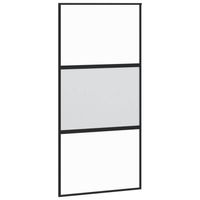 vidaXL Schuifdeur 102,5x205 cm gehard glas en aluminium zwart - thumbnail