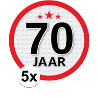 5x 70 Jaar leeftijd stickers rond verjaardag versiering   - - thumbnail