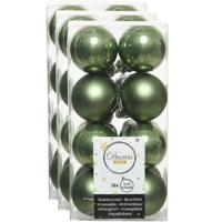 Decoris kleine kerstballen - 48x st - mosgroen - 4 cm - kunststof - onbreekbare kerstballen