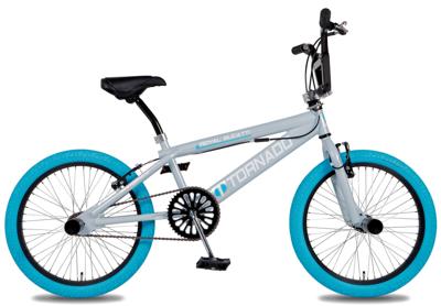 Royal 20" bmx freestyle bugatti - lichtblauw/grijs met blauwe banden