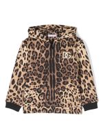 Dolce & Gabbana Kids hoodie zippé à imprimé léopard - Marron - thumbnail