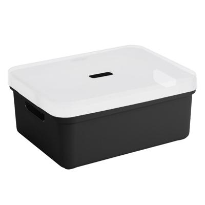 Sunware opbergbox - 24 liter - zwart - kunststof - transparante deksel - 45 x 35 x 18 cm Sunware opbergbox - 24 liter - zwart - kunststof - transparante deksel - 45 x 35 x 18 cm