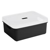 Sunware opbergbox - 24 liter - zwart - kunststof - transparante deksel - 45 x 35 x 18 cm