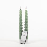 2Pcs Jade Green Swirl Rustic Wax Taper Candle 23Cm 3D W - Annas collection