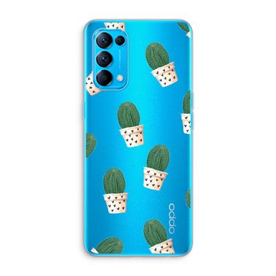 Cactusprint roze: Oppo Find X3 Lite Transparant Hoesje