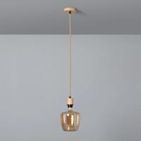 Plafondlamp met e27 fitting hout met strijkijzersnoer