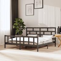 Bedframe massief grenenhout grijs 200x200 cm