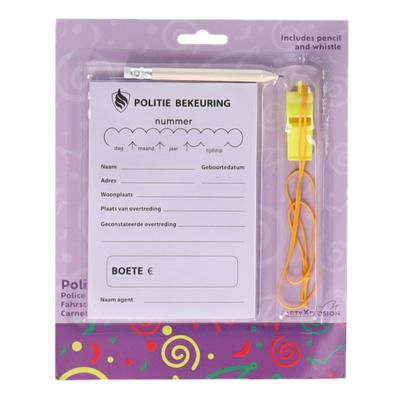 Politie Bonnenboekje - incl. fluitje en potlood - 50 velletjes - speelgoed / verkleden Politie Bonnenboekje - incl. fluitje en potlood - 50 velletjes - speelgoed / verkleden