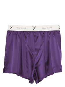 Fleur Du Mal boxer en soie à bande logo - Violet