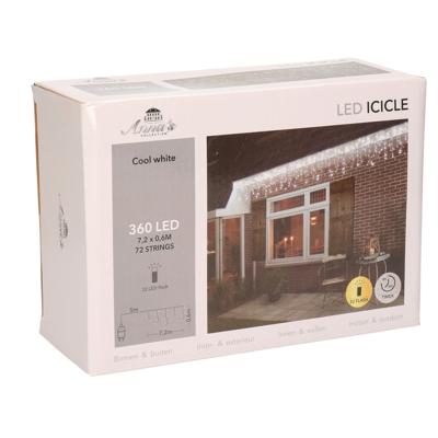 IJspegelverlichting lichtsnoer - 720 x 60 cm - 360 led lampjes - helder wit - knipperfunctie