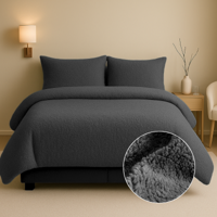 Dekbedovertrek Summer Teddy Antraciet Effen 200x200 Cm Verwarmend Fresh And Co - Dekbed-Discounter.nl