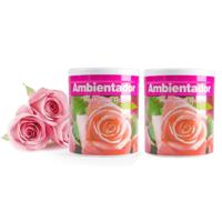 Geur gel Rozen geur - 2x - 95 gram - geur blikje - 6 x 7 cm - auto/interieurparfum/luchtverfrisser