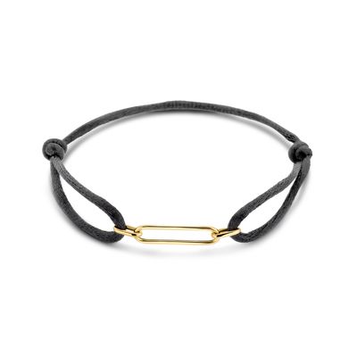 Armband geelgoud-satijn goudkleurig-zwart 13-26 cm