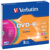 Verbatim DVD recordable DVD-R, doos van 5 stuks, individueel verpakt (Slim Case)