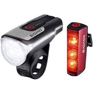 Sigma AURA 80 FL / Blaze Set Fietsverlichtingsset LED werkt op een accu Zwart