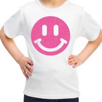 Verkleed T-shirt voor meisjes - smiley - wit - carnaval - feestkleding voor kinderen - thumbnail