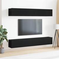 Tv-meubelset 4 pcs Zwart eiken 100 x 30 x 30 cm Bewerkt hout