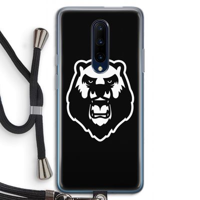 Angry Bear (black): OnePlus 7 Pro Transparant Hoesje met koord