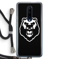 Angry Bear (black): OnePlus 7 Pro Transparant Hoesje met koord