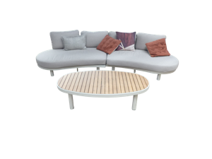 Washington loungeset oyster/zand/acacia incl. lichtbruin olefin kussens - Eurofleur aanbieding