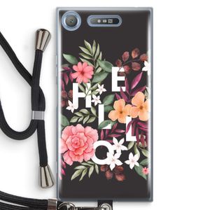 Hello in flowers: Sony Xperia XZ1 Transparant Hoesje met koord