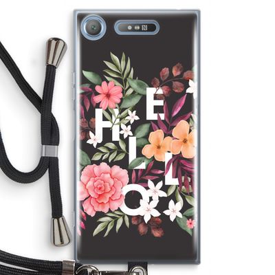 Hello in flowers: Sony Xperia XZ1 Transparant Hoesje met koord
