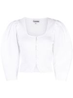 GANNI blouse en coton biologique - Blanc - thumbnail