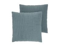LIVARNO Set van 2 mousseline kussenslopen 50 x 60 cm (Blauw)