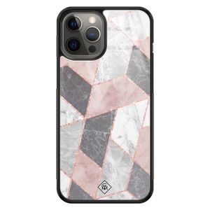iPhone 12 Pro Max glazen hardcase - Stone grid