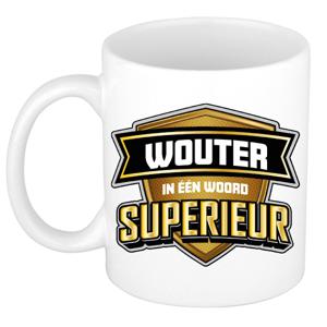 Naam mok Wouter - wit - Superieur - keramiek - 300 ml - cadeau collega beker