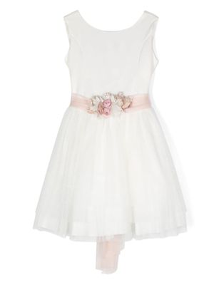 AMAYA robe à fleurs appliquées - Blanc