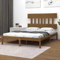 Bedframe massief hout honingbruin 200x200 cm
