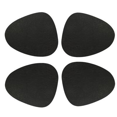 Unique Living placemats Floris lederlook - 8x - 39 x 30 cm - zwart - PU leather - tafel onderleggers