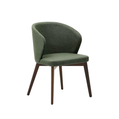 Kave Home Darice eetkamerstoel chenille Groen walnoot