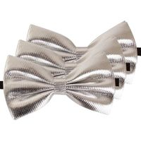3x Zilveren verkleed vlinderstrikken/vlinderdassen 14 cm voor dames/heren - Verkleedstrikjes