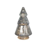 Beeld everlands kunstkerstboom glas LED zilver 19cm