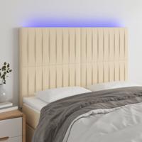 Hoofdbord LED 144x5x118/128 cm stof crèmekleurig