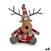 Decoratieve figuren Krist+ FG31-9590B FG31-9590B Wit Bruin Rood Grijs Herten 16 x 30 x 30 cm (4 Stuks)