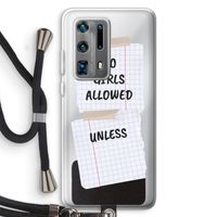 No Girls Allowed Unless: Huawei P40 Pro Plus Transparant Hoesje met koord