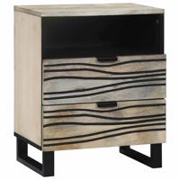Nachtkastje Wit en zwart 50 x 33 x 60 cm massief mangohout