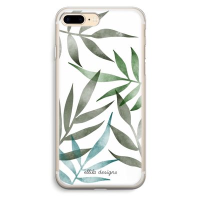 Tropical watercolor leaves: iPhone 7 Plus Transparant Hoesje