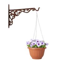 Hangpot + Muurhaak Bari - terracotta - D25 cm - kunststof - metaal - tuinaccessoires