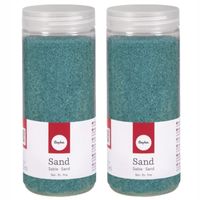 5x potjes fijn decoratie zand turquoise 475 ml